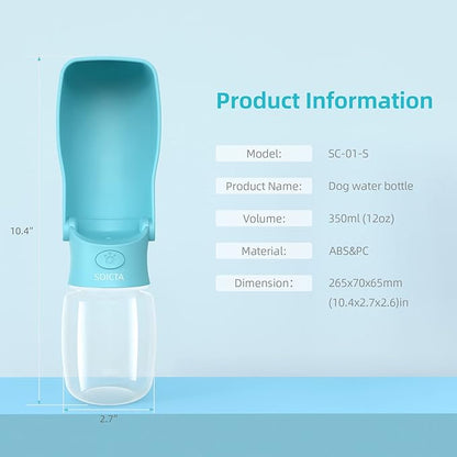 Portable Dog Water Bottle for Walking 19 OZ or 12 OZ Portable Pet Water Bottles for Puppy Small Medium Large Dogs Water Dispenser Pet Water Bowl Dog Accessories (19OZ Blue) (Blue 12 OZ)