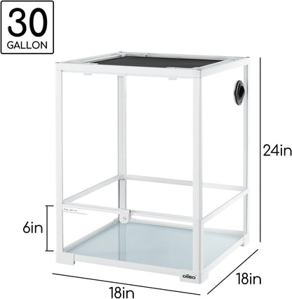 OIIBO 30 Gallon Reptile Tank 18" x 18" x 24" Reptile Terrarium, Full View Glass Terrarium Tank with Double Hinge Door for Reptiles Amphibians, Bearded Dragon Gecko Lizard Snake