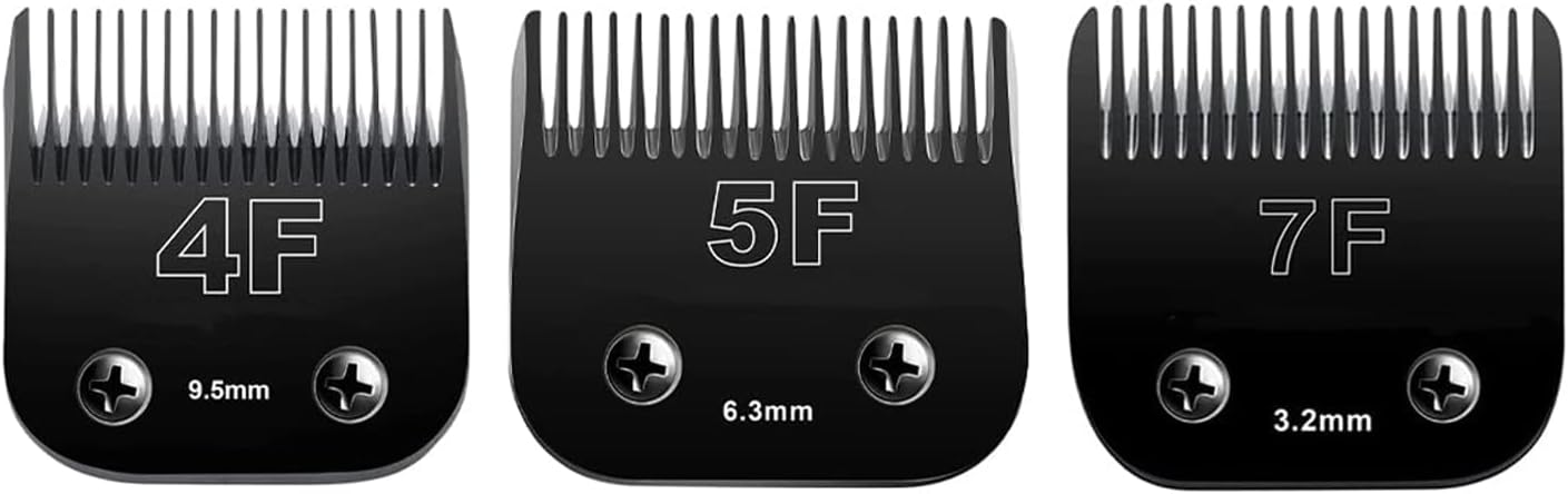 BESTBOMG Detachable Pet Dog Grooming Clipper Blades, Size 7FC/5FC/4FC, Made of Carbon-Infused Steel Blade and Stainless Steel Blade, Compatible with Most Andis,Oster A5/A6,Wahl KM Series, 5 Count.