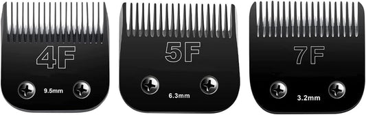 BESTBOMG Detachable Pet Dog Grooming Clipper Blades, Size 7FC/5FC/4FC, Made of Carbon-Infused Steel Blade and Stainless Steel Blade, Compatible with Most Andis,Oster A5/A6,Wahl KM Series, 5 Count.
