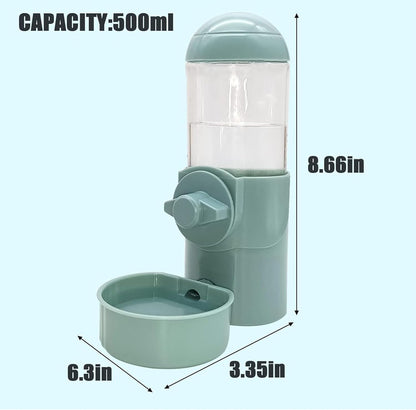 Tfwadmx Rabbit Watter Bottle 17oz Dispenser No Drip Small Animal Cage Water Feeder Bowl Hanging Guinea Pig Automatic Water for Bunny Chinchilla Hedgehog Ferret (Blue)