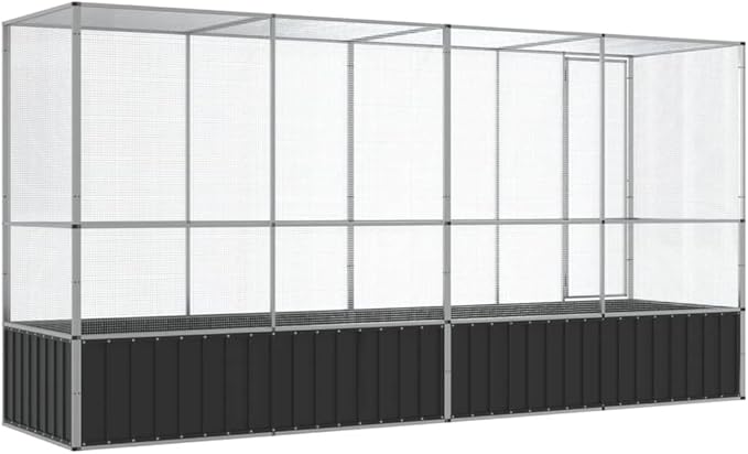 Galvanized Steel Large Flight King Bird Cage with Extension, Steel Outdoor Aviary, Outdoor Indoor Large Bird Cage Aviary Pet House for Cockatiels African Parakeets, 164.8"x42.1"x83.5",-305