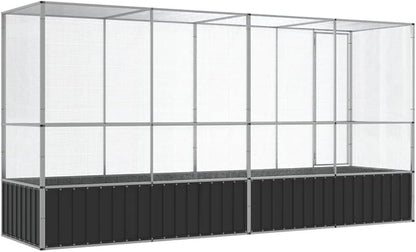 Galvanized Steel Large Flight King Bird Cage with Extension, Steel Outdoor Aviary, Outdoor Indoor Large Bird Cage Aviary Pet House for Cockatiels African Parakeets, 164.8"x42.1"x83.5",-305