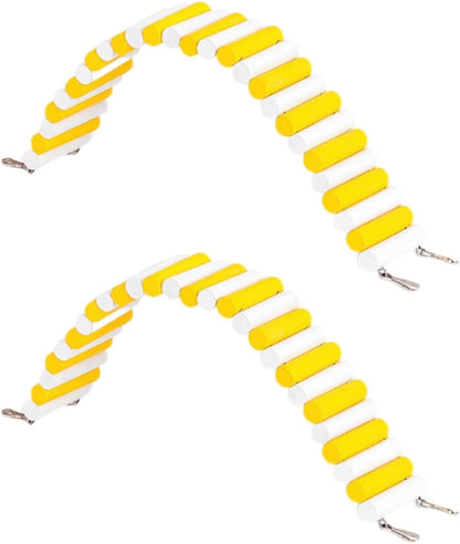 2Pcs Hamster Swing Toy, Soft Climbing Ladder, Wooden Arch Bridge, Hideaway Fence Tunnel, Landscape Supplies Climbing Ladder (Yellow White)