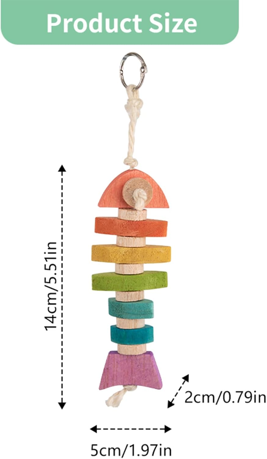 Bird Toys & Bird Perch, Bird Wooden Block Chewing Toy Parrot Foraging & Puzzle Toys Bird Cage Accessories for Conures Parakeets Cockatiels Lovebirds African Grey Macaws (Colorful Fish)