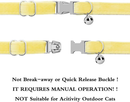 Personalized Cat Collar with Name Plate,Adjustable Tough Nylon Cat ID Collars with Bell,Customize Engraved Pet Name and Phone Number (Velvet Style E)