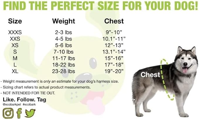 EcoBark Rapid Fastener Super Comfort Fully Adjustable Double Padded Step in Dog Harness (X-Small, Green)