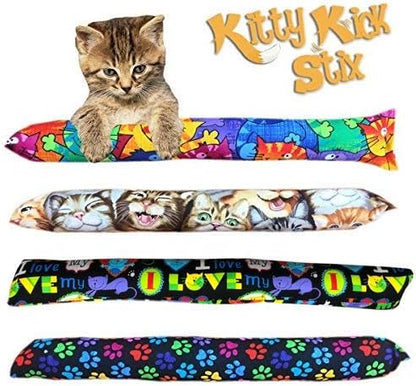 Cat Kicker Toys – 15" Set of 2, Durable Cat & Kitten Kick Sticks with 100% Potent Catnip. Handmade in USA. Encourages Exercise & Interactive Play for Indoor Cats of All Breeds. (Mystery Choice)