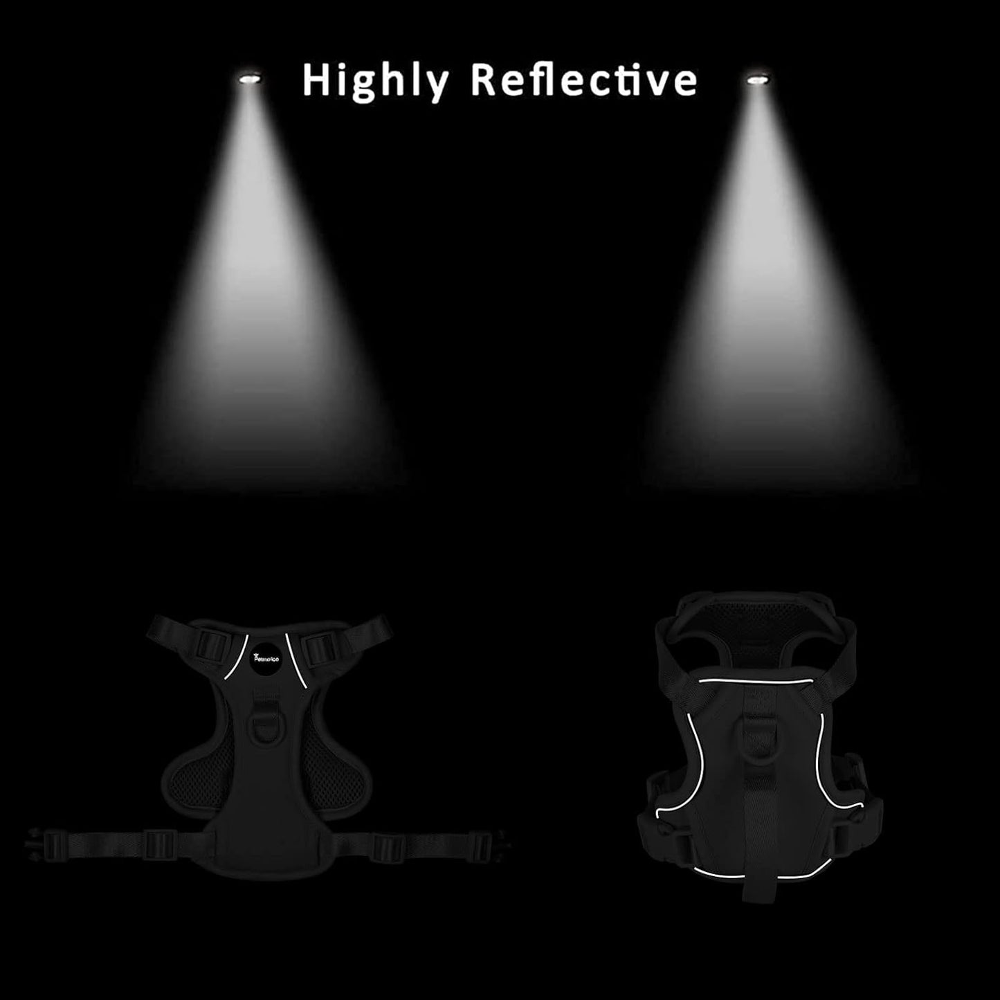 Petmolico Dog Harness for Small Dogs, Cute Harness Vest with Two Leash Clips and Soft Handle, Reflective Easy Walk Puppy Vest - Black Peach, Small