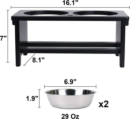 HTB Elevated Dog Bowls,Raised Dog Bowl Stand with 2 Stainless Steel Bowls,Elevated Raised Dog Bowls for Large Medium Small Sized Dogs