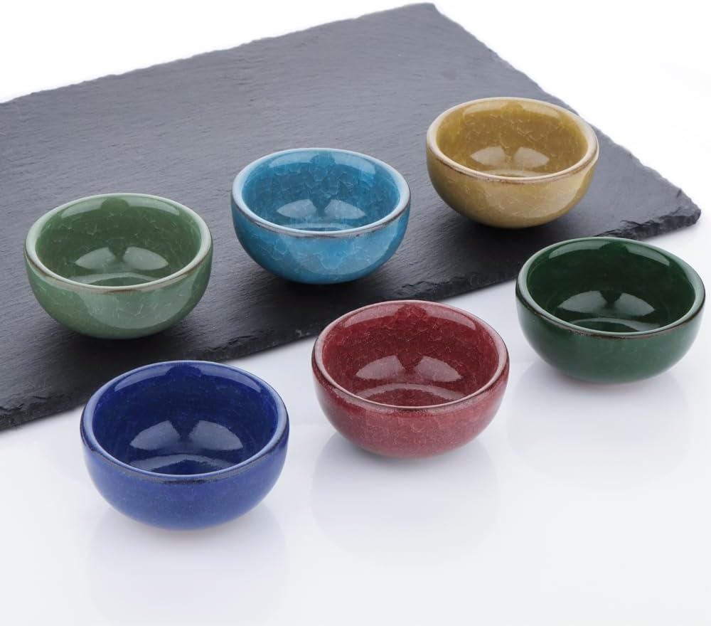 2 Pack Hamster Feeding Bowl, Hedgehog Ice Crack Design Ceramic Dish, Rat Gerbil Small Animal Food and Water Bowl (Colors May Vary)