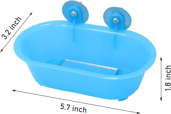 Wontee Bird Bath with Mirror Toy Fixable Parrot Bathroom Tub for Small Brids Parrot Canary Budgies Parakeets