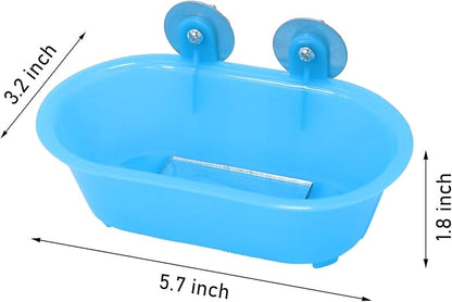 Wontee Bird Bath with Mirror Toy Fixable Parrot Bathroom Tub for Small Brids Parrot Canary Budgies Parakeets