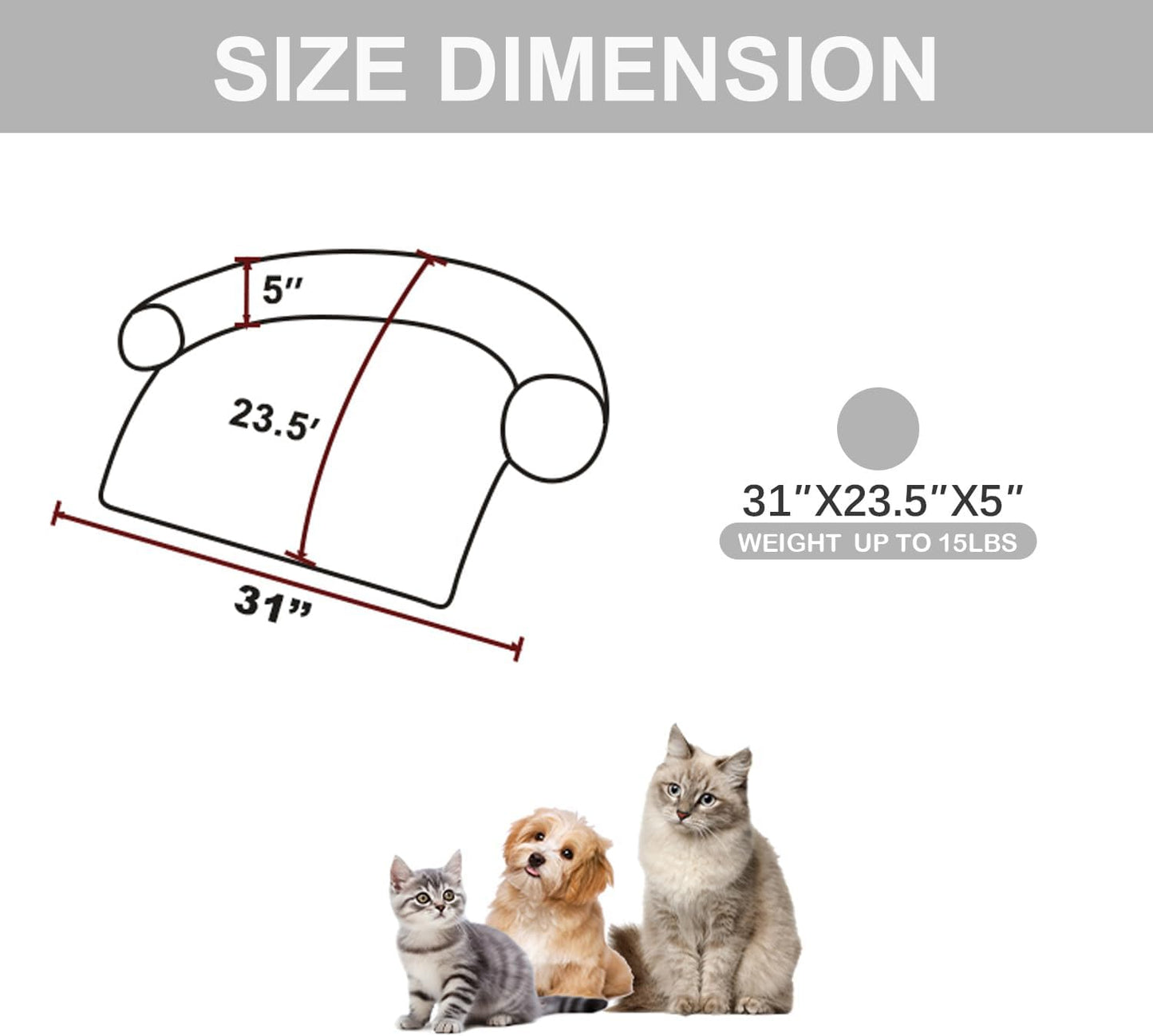 Calming Dogs/Cats Bed Mats, Dog Pad Washable Removable Couch Cover, Plush Long Fur Mat for Pets, Waterproof Lining, Perfect for Small, Medium and Large Dogs and Cats (Light Gray, 31"x23")