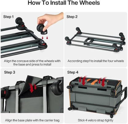 MILADA Large Cat Carrier for 2 Cats, Soft Big Pet Carrier with Wheels, Double Cat Carrier on Wheels, Rolling Pet Carrier for Travel Hiking Shopping and Camping（Not for Air Travel）, Orange