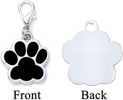 Cute Personalized Pet Name Tags for Cats/Dogs - Glitter Custom pet id tag, Dog id Tags Engraved for Pets, Customizable cat tag, pet Collar Charms, Dog Name tag (Paw-Shaped-Small: Black)
