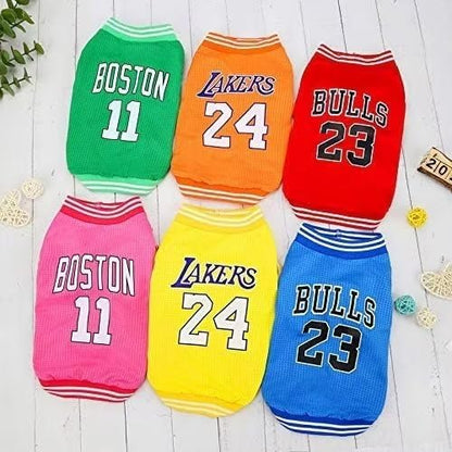 Dog Clothes Basketball Mesh Breathable T-Shirt,Pet Clothes Puppy Sportswear Spring/Summer Fashion Dog Shirt. (Yellow, Small)