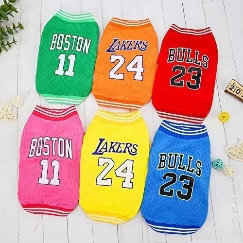 Dog Clothes Basketball Mesh Breathable T-Shirt,Pet Clothes Puppy Sportswear Spring/Summer Fashion Dog Shirt. (Orange, Small)