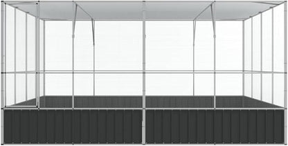 Galvanized Steel Large Flight King Bird Cage, Steel Outdoor Aviary, Outdoor Indoor Large Bird Cage Aviary Pet House for Cockatiels African Parakeets, 164.6"x163"x83.5",-304