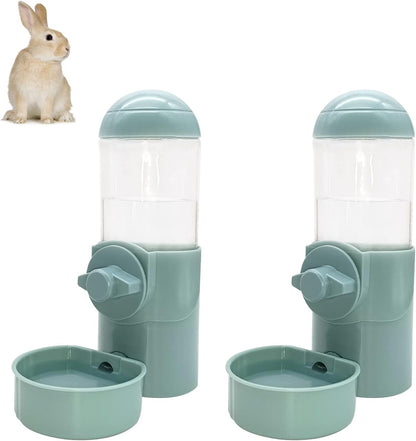 Hamiledyi Rabbit Water Bottle 17oz Bunny Hanging Automatic Water Dispenser Chinchillas Feeder Water Bowl Small Animal No Drip Plastic Water Dispenser for Guinea Pigs Chinchillas Hedgehogs Ferrets 2Pcs