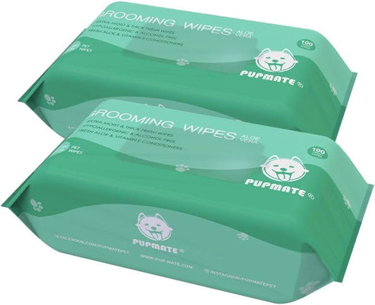 Natural Pet Grooming Wipes, 100 Fresh Counts, Extra Moist & Thick for Dogs & Cats, Puppies & Kittens
