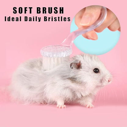 2 Pack Hamster Brush, Hedgehog Cleaning Supplies, Guinea Pig Massage Combs - Transparent