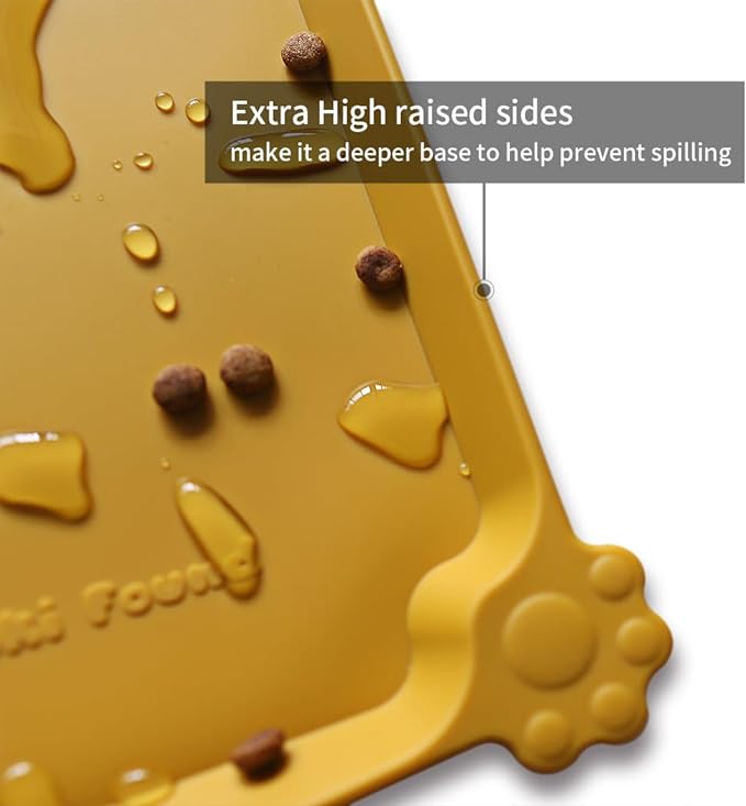 Hoki Found Silicone Pet Food Mats Tray - Dog Pet Cat Feeding Mat - Waterproof Dog Cat Food Mats -Pet Water Mats for Carpet -Honey