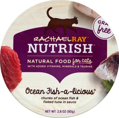 Nutrish Rachael Ray Natural Wet Cat Food, Ocean Fish-A-Licious Recipe, 2.8 Ounce Cup (Pack of 12), Grain Free