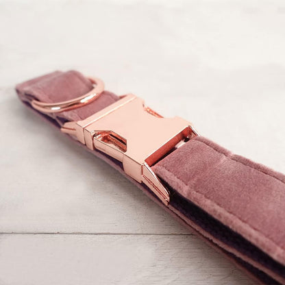 PETDURO Personalized Dog Collar Pink Purple Soft Velvet for Large Medium Small Boy Girl Dogs - Custom Collar with Name Phone Engraved on Rose Gold Metal Buckle - Add Leash Bow Set via Customize Now