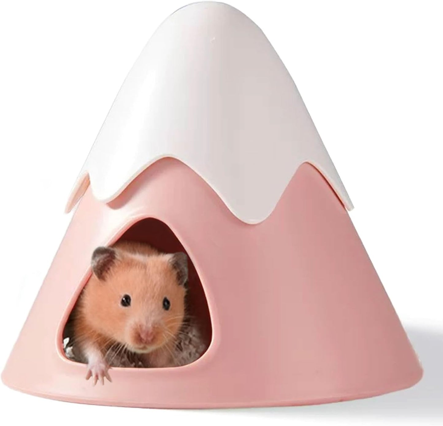 Hamster Hideout, Snowy Mountain Shape Hamster Hide House,Cute Small Animal Habitat Hideaway Hut for Syrian Hamsters, Mice, Gerbils, Rats (Pink)