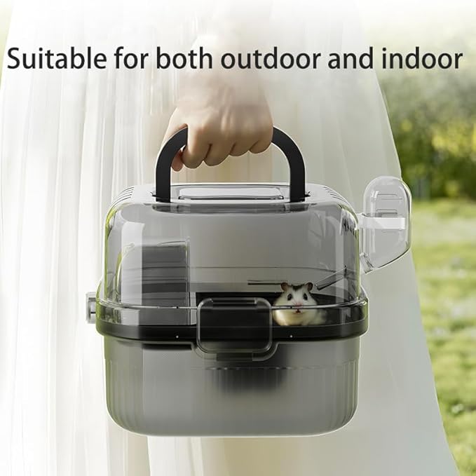 KAMEIOU Travel Small Animals Guinea Pig Suitcase Carrier for Hamster Hedgehog Ferret Guinea Pig Portable Cage Carrier with Running Wheel Water Bottle Breathable Large Space Two-Storey Animal Carriers