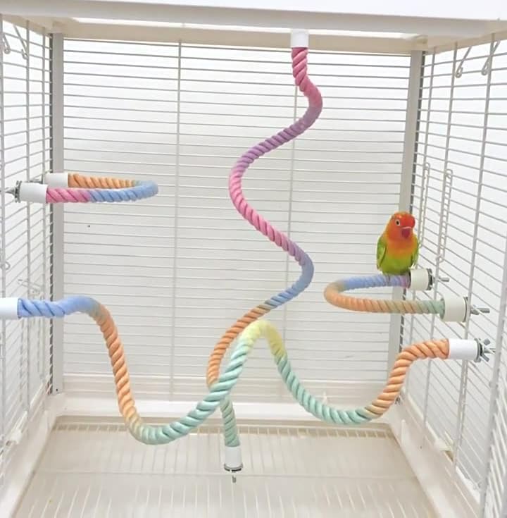 2Pcs Rope Perches for Bird Cages, Rope Perch for Parrots, Cockatiels & Parakeets, Bird Cage Accessories(S)