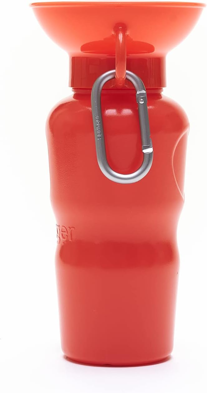 Springer by Springland Dog Water Bottle | Portable Travel Water Bottle Dispenser for Dogs | Dog Gift Seen on Oprah's Favorite Things, Shark Tank | Leak-Proof Bottles | BPA-Free 22oz Poppy