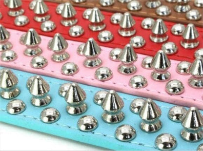 Serijoars Spiked Dog Collar Soft Pu Leather Mushrooms Rivet Spike Studded Dog Collar Adjustable Puppy Collars (XS, Hot Pink)