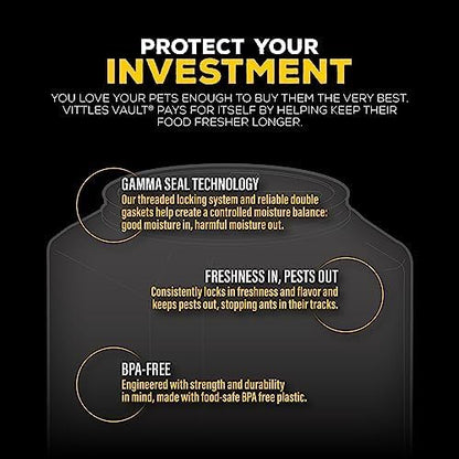 Gamma2 Vittles Vault Dog Food Storage Container with Airtight Lid, holds up to 25-30 Pounds of Dry Pet Food, Cat Kibble and Bird Feed, BPA Free, Made in USA