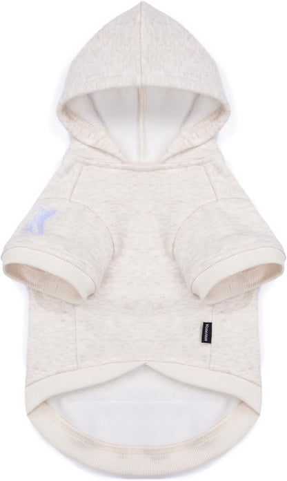 Koneseve Dog Hoodie Fleece, Cat Sweater Warm with Pocket - Soft Clothes for Daily Wear, Basic Hooded Sweatshirts, Winter Coat Clothing, Comfort Tee Shirt Fit for All Breeds Pet - Beige - 5XL