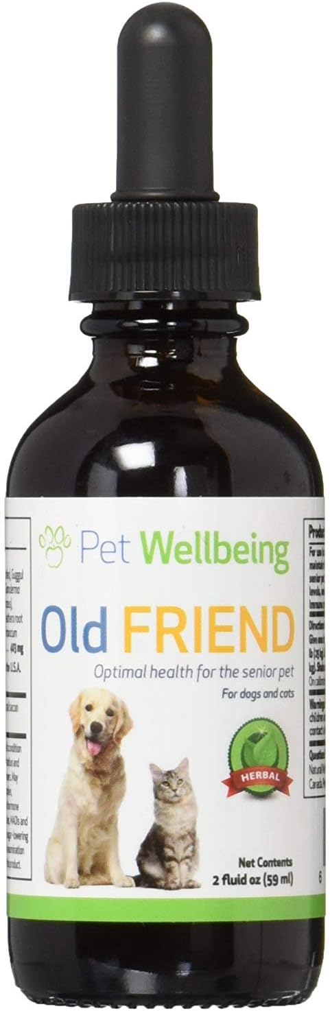 Pet Wellbeing Old Friend for Senior Dogs - Supports Immune System Health, Joint Mobility, Healthy Energy Levels, Alfalfa, Reishi - Veterinarian-Formulated Herbal Supplement 2 oz (59 ml)