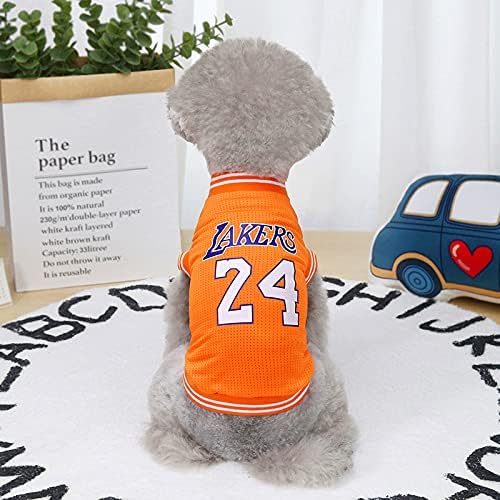 Dog Clothes Basketball Mesh Breathable T-Shirt,Pet Clothes Puppy Sportswear Spring/Summer Fashion Dog Shirt. (Orange, Small)