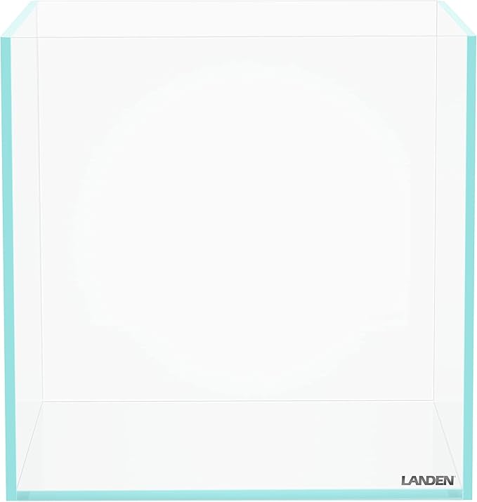 LANDEN 25C 3.7 Gallon Cube Rimless Low Iron Aquarium Tank, W9.84×D9.84×H9.84 in(25x25x25cm) 5mm Thickness with Nano Foam Leveling Mat Included