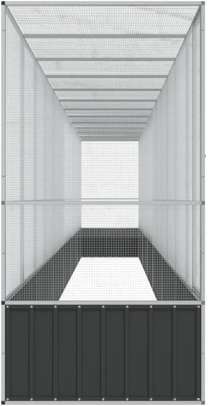 Galvanized Steel Large Flight King Bird Cage with Extension, Steel Outdoor Aviary, Outdoor Indoor Large Bird Cage Aviary Pet House for Cockatiels African Parakeets, 492.3"x42.1"x83.5",-309