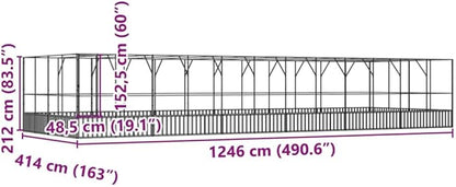 Galvanized Steel Large Flight King Bird Cage with Extension, Steel Outdoor Aviary, Outdoor Indoor Large Bird Cage Aviary Pet House for Cockatiels African Parakeets, 490.6"x163"x83.5",-320