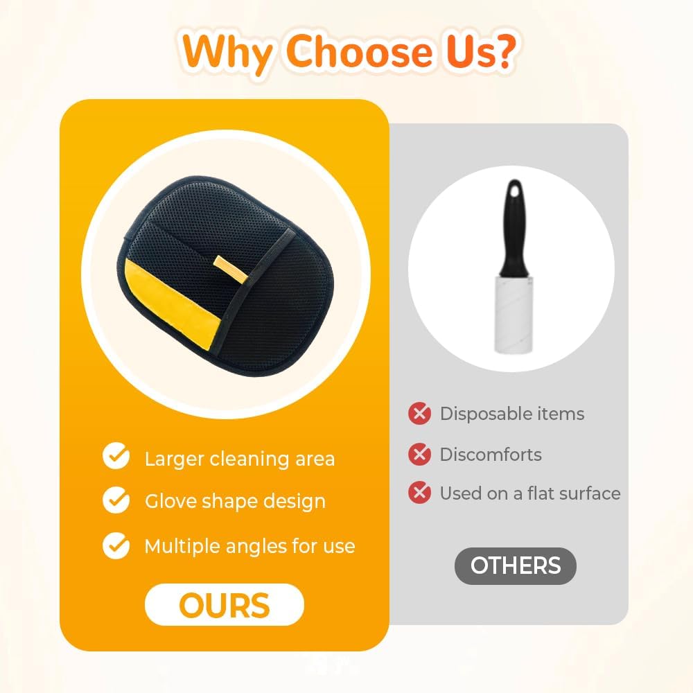 2Pcs Pet Hair Removal Gloves, 2025 New Electrostatic Pet Hair Remover, Washable Reusable Cat Grooming Gloves for Bed Sheets Couch Clothes Carpet, Premium Pet Care Accessory for Cats and Dogs (2)