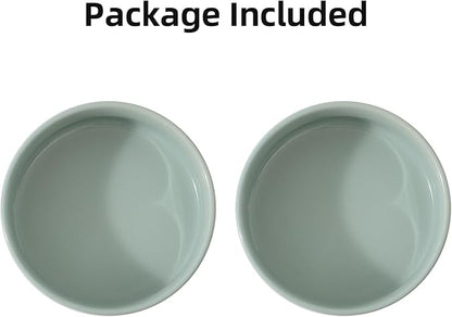 Ceramic Set of 2 Dog Bowls, Food and Water Bowls for Dogs, Puppy, 2pcs Dog Dishes, Pet Feeder(6inch, 2 x Light Green Bowls)