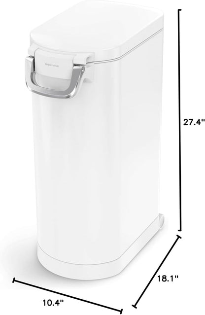 simplehuman 35 Liter, 40 lb / 18.1 kg X-Large Pet Food Storage Container for Dog Food, Cat Food, and Bird Feed, White