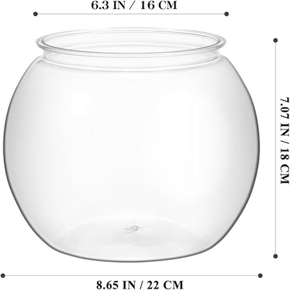 POPETPOP Plastic Aquarium Betta Fish Tank: Large Clear Fishbowl Goldfish Bowl - Tank Vase Pot Clear Bubble Planter with Break Resistant for Home décor Wedding Event Party 8.67 x 6.89 Inches