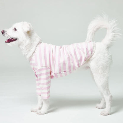 Dog Cotton Shirts for Small and Large Dogs Rugby Striped T-Shirts Soft Breathable Dog Shirt pet Clothes (X-Large, Ivory/Pink)