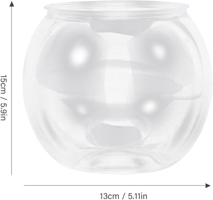 Mipcase Plastic Fish Bowl, Round Goldfish Tank Small Betta Fish Bowl Clear Fish Tank Bowl Desktop Goldfish Bowl for Home Decor