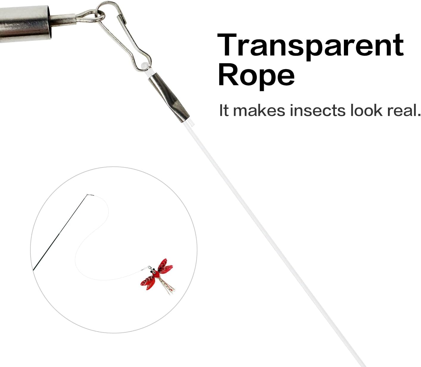 TTcat Cat Feather Wand Toys,Retractable Wand Toy with 3 Simulation Insects Dragonfly Grasshopper Refills,Interactive Cat Toy Kitten Toy for Indoor Cats to Play Chase Exercis.