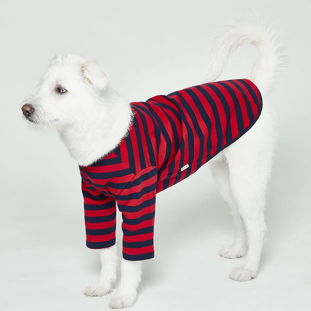 Dog Cotton Shirts for Small and Large Dogs Rugby Striped T-Shirts Soft Breathable Dog Shirt pet Clothes (3X-Large, Red/Navy)
