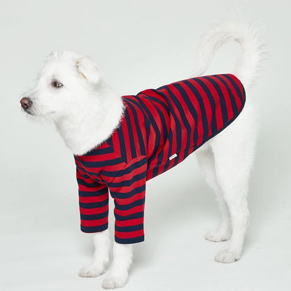 Dog Cotton Shirts for Small and Large Dogs Rugby Striped T-Shirts Soft Breathable Dog Shirt pet Clothes (X-Large, Red/Navy)